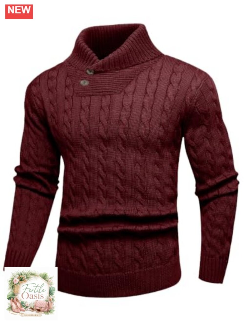 Mens Shawl Collar Pullover Sweater Casual Cable Knit Sweaters